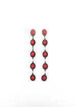 Red 5 Stone Drop Post Earring