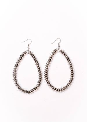 Metallic Silver Disk Teardrop Earring