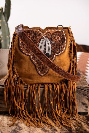 Deerskin Leather Fringe Crossbody Bag with Turquoise – Leather Treasures MV
