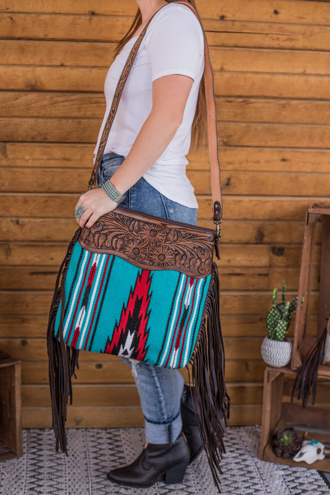 The Maddox Saddle Blanket Purse - Turquoise