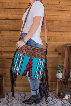 The Maddox Saddle Blanket Purse - Turquoise