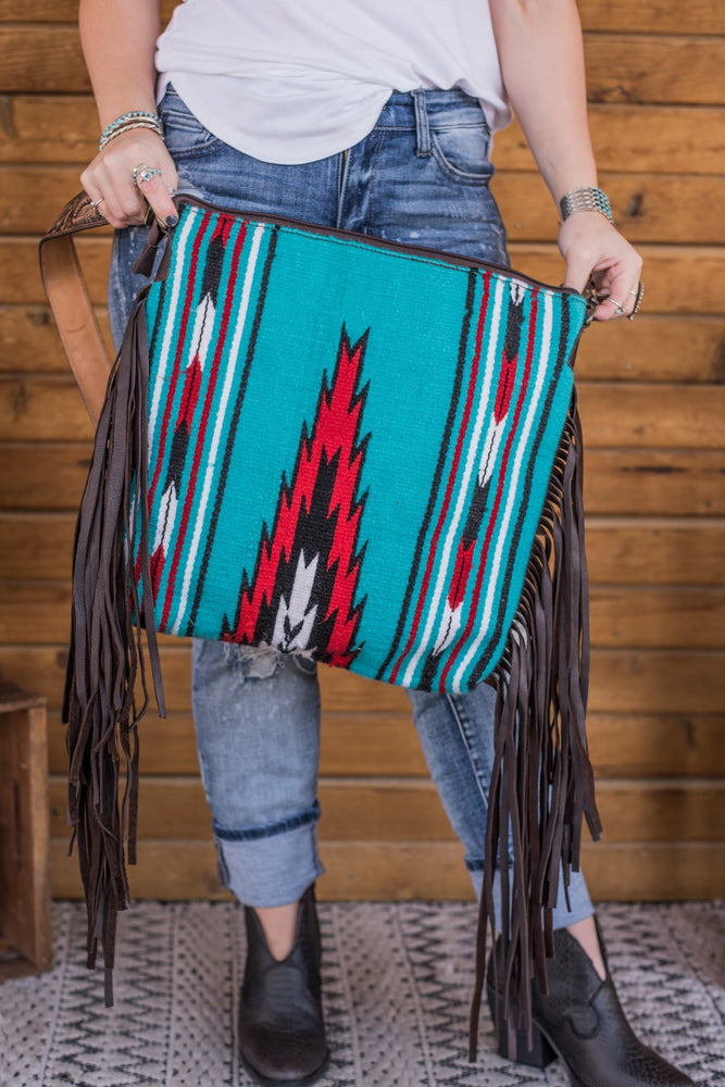 The Maddox Saddle Blanket Purse - Turquoise