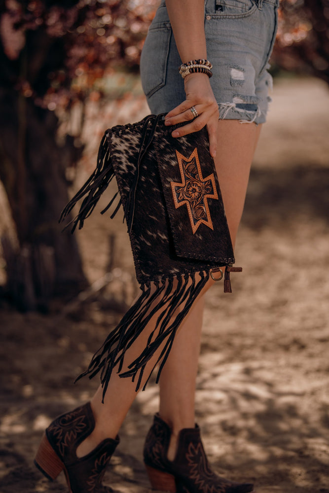 The Colter Fringe Purse - Brown