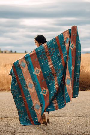 The Pasadena Blanket - Teal & Rust