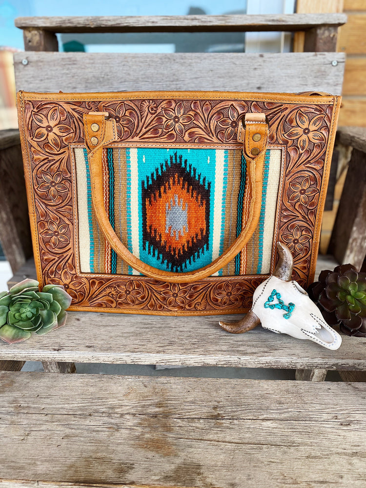 The Calamity Tote - Turquoise & Rust