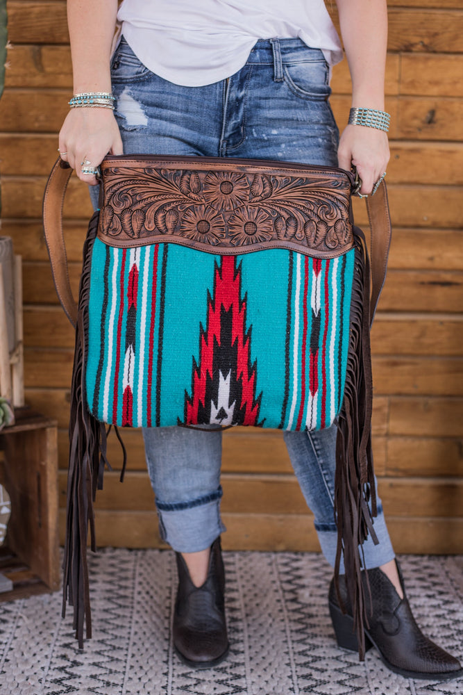 The Maddox Saddle Blanket Purse - Turquoise