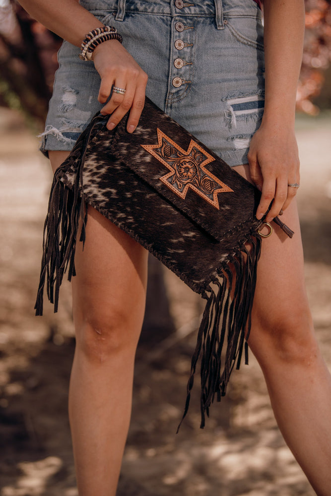 The Colter Fringe Purse - Brown