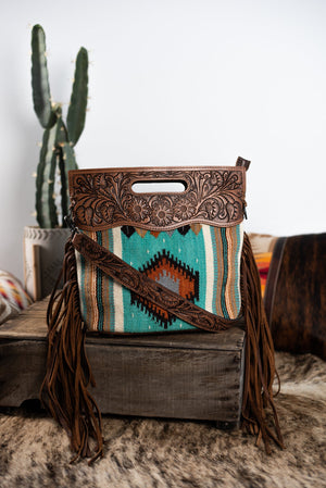 The Saloon Saddle Blanket Purse with Fringe