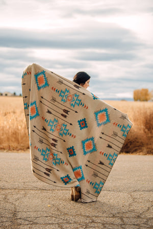 The Pasadena Blanket - Teal & Rust