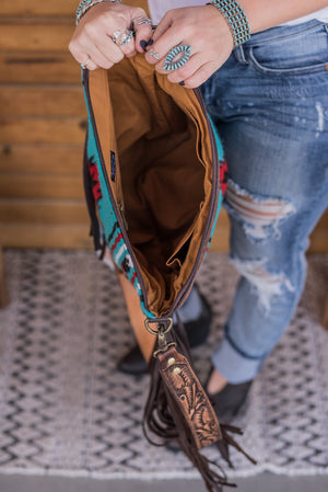 The Maddox Saddle Blanket Purse - Turquoise