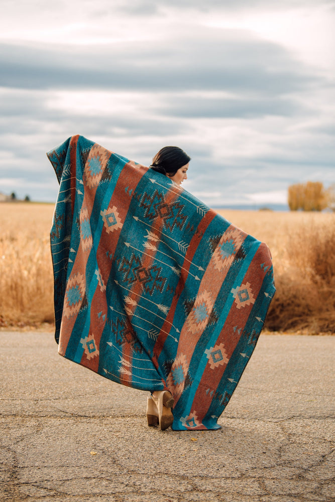 The Pasadena Blanket - Teal & Rust